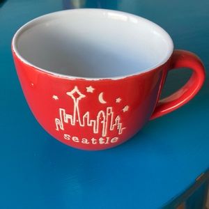 Seattle Skyline Red Embossed Mug